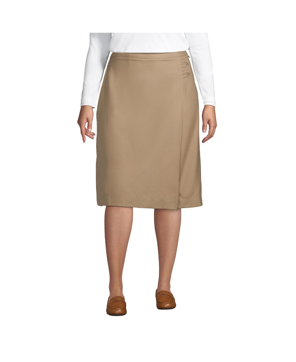 Womens Lands End Solid Below the Knee A-line Skirt Product Image