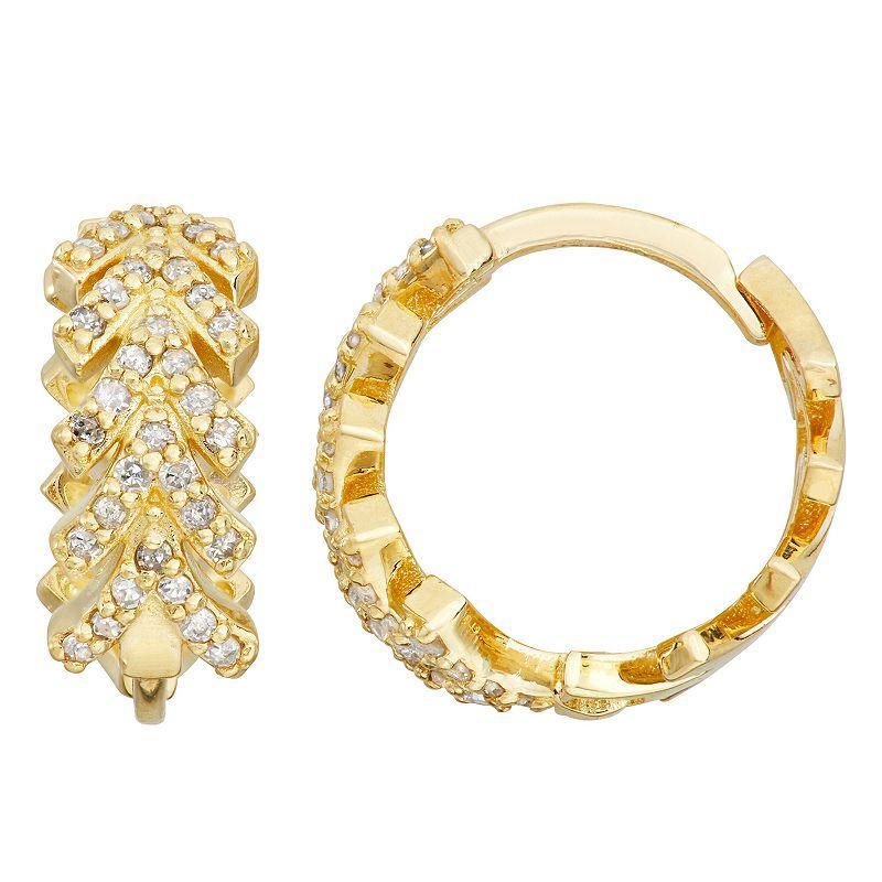 Tiara 10k Gold 1/4 Carat T.W. Diamond Huggie Hoop Earrings, Womens, White Product Image