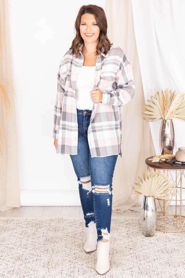 Adoring You Pink Plaid Blouse FINAL SALE Product Image