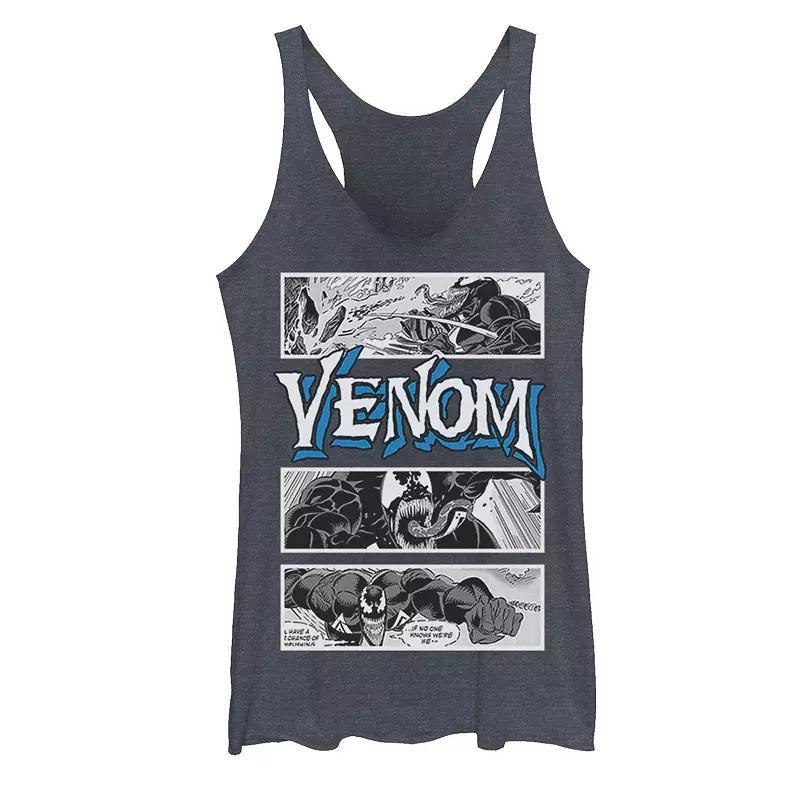 Juniors Marvel Venom Comic Book Illustrations Panel Graphic Tank Top, Girls Navy Grey Product Image