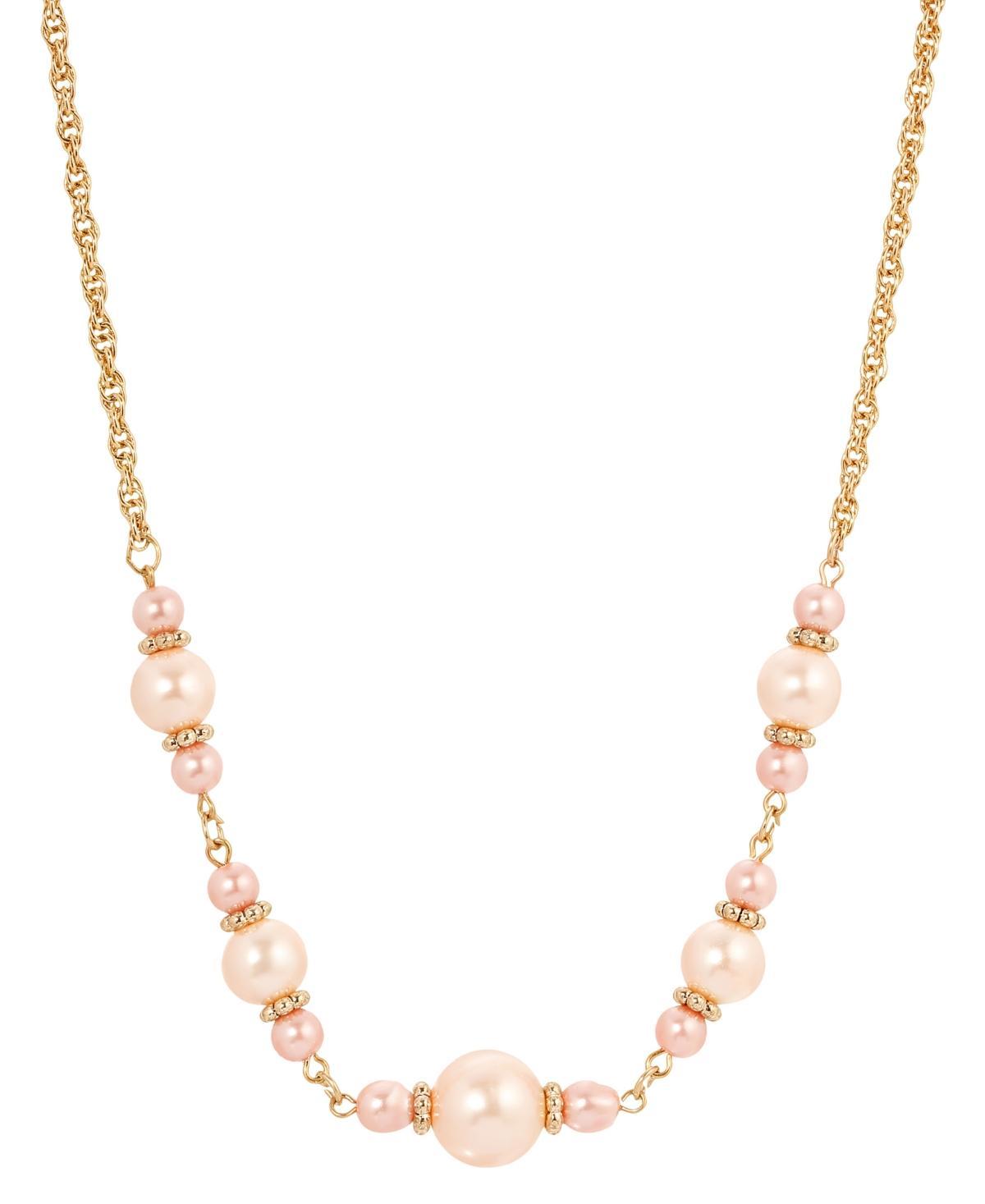 1928 Jewelry Gold Tone Pink Pearl Beaded Necklace, No Size Product Image