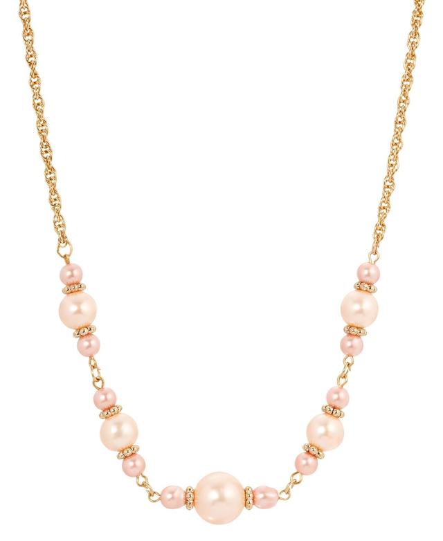 1928 Jewelry Gold Tone Pink Pearl Beaded Necklace, No Size Product Image