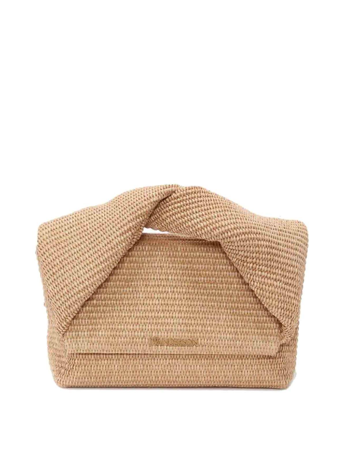 JW ANDERSON Large Raffia Twister Top-handle Bag In Beige Product Image