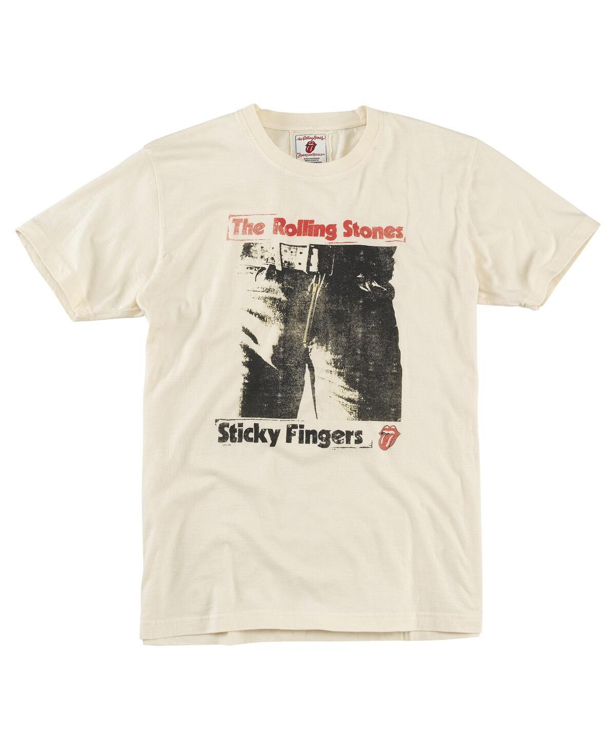 American Needle Mens Cream Rolling Stones Sticky Fingers Vin Fade T-Shirt Product Image