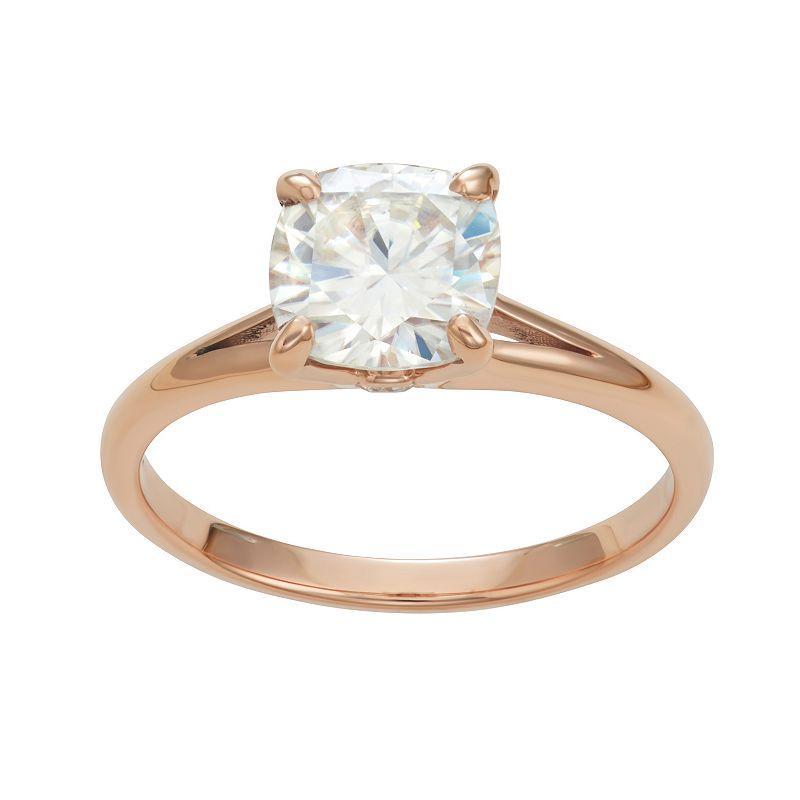 Charles & Colvard 2.06 Ct. T.w. Lab Created Cushion Cut Moissanite Solitaire Ring In 14K Gold, 8 Product Image