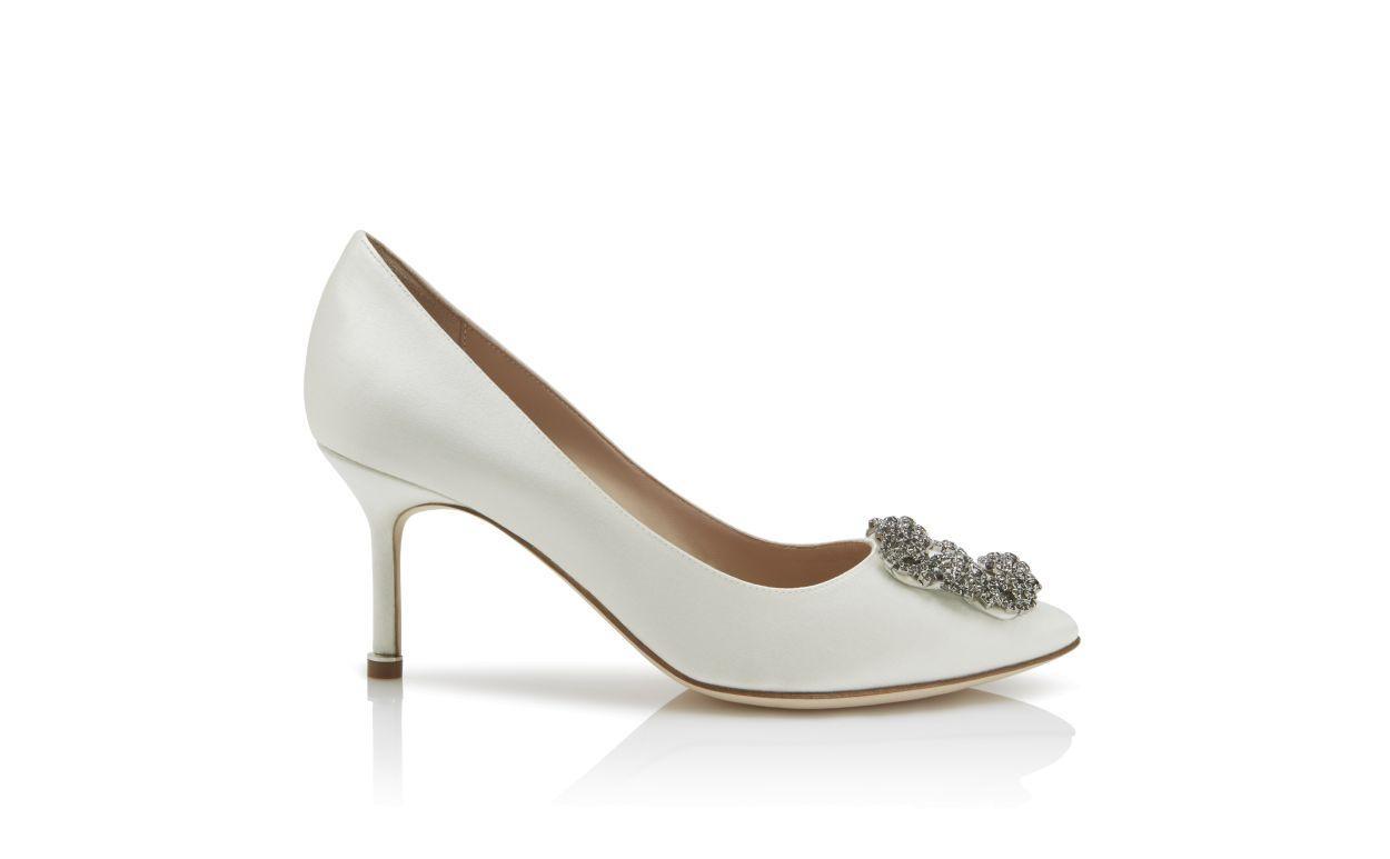 HANGISI 70 White Satin Jewel Buckle Pumps Product Image