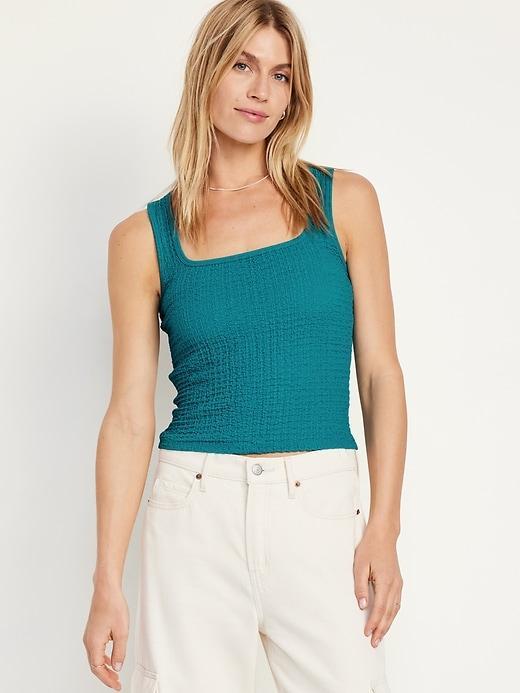 Square-Neck Textured Tank Top Product Image