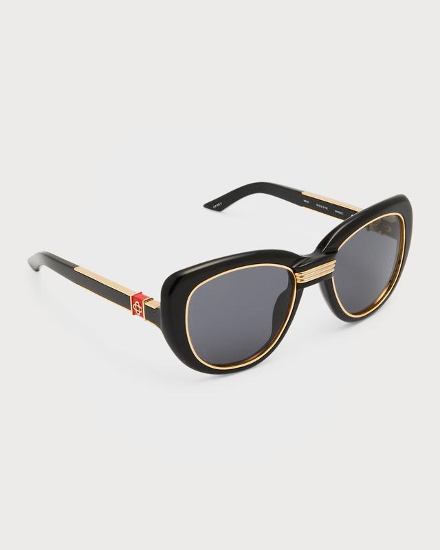 Golden Rim Acetate & Nylon Cat-Eye Sunglasses Product Image