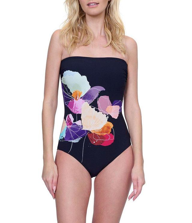 Gottex Enchanted Sun Floral Print Strapless Neck Tummy Control One Piece Swimsuit Product Image