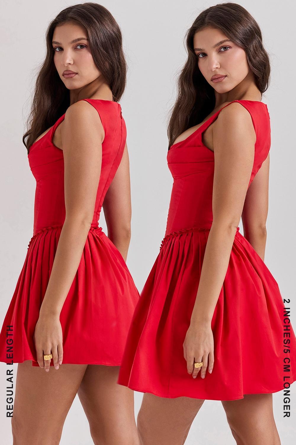 Cupid Scarlet Pleated Mini Dress Product Image