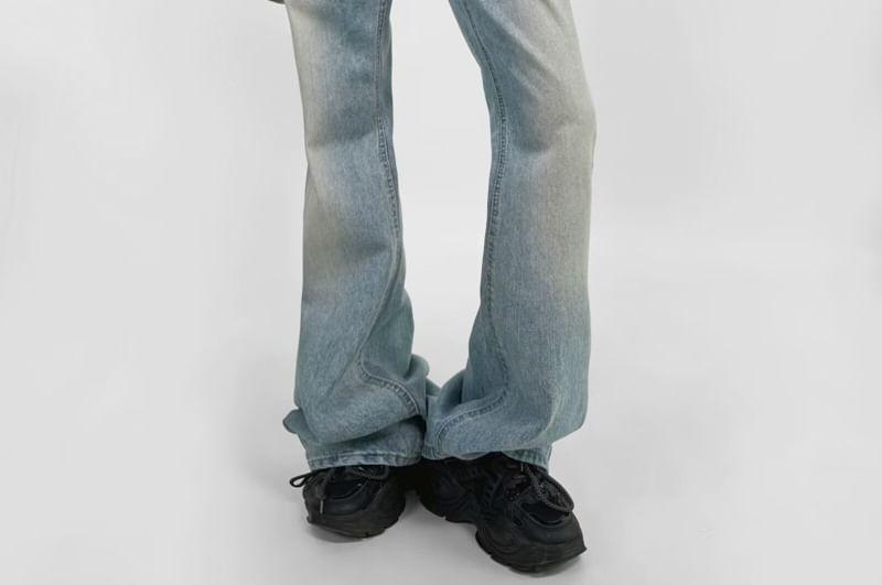 Low Waist Washed Bootcut Jeans Product Image