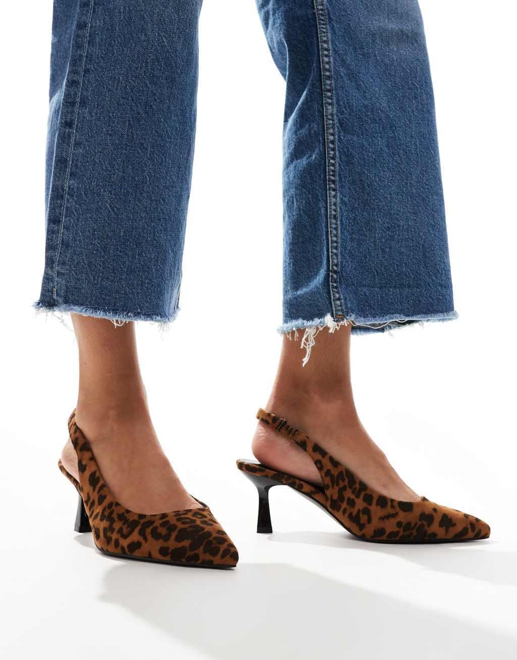 Yours sling back pumps in leopard Product Image