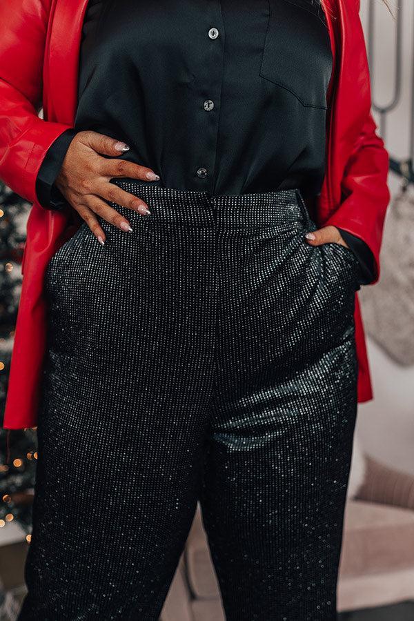 Eleven Madison High Waist Glitter Pants Curves Product Image