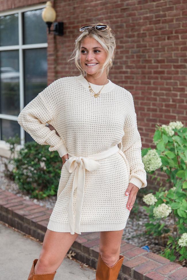 Keep On Wondering Ivory Knit Dress Product Image