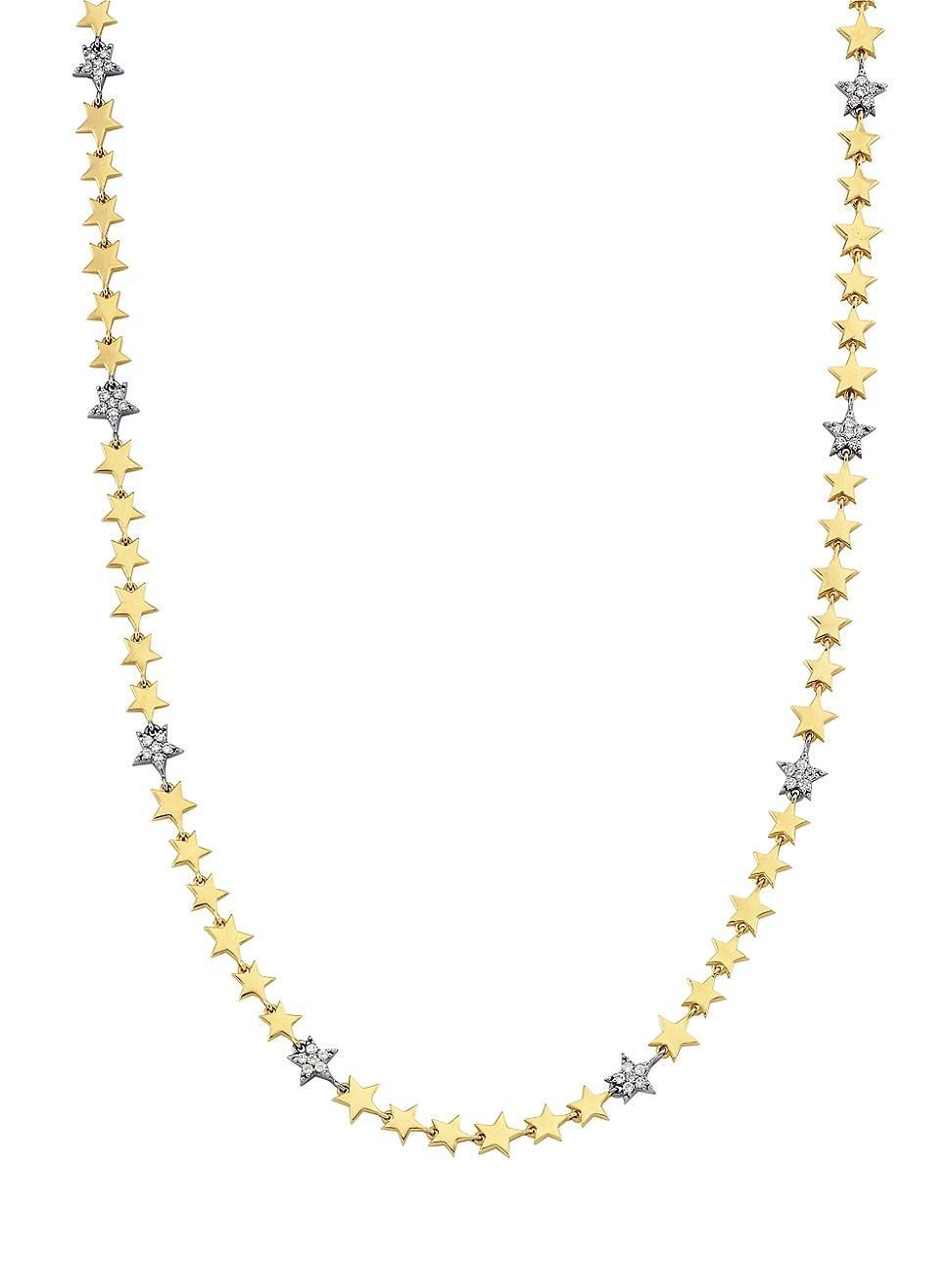 Womens Wish Upon A Star Milky Way Two-Tone 14K Gold & 0.37 TCW Diamond Star Necklace Product Image