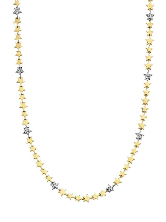 Womens Wish Upon A Star Milky Way Two-Tone 14K Gold & 0.37 TCW Diamond Star Necklace Product Image