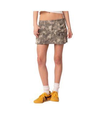 EDIKTED Camo Cotton Cargo Miniskirt Product Image