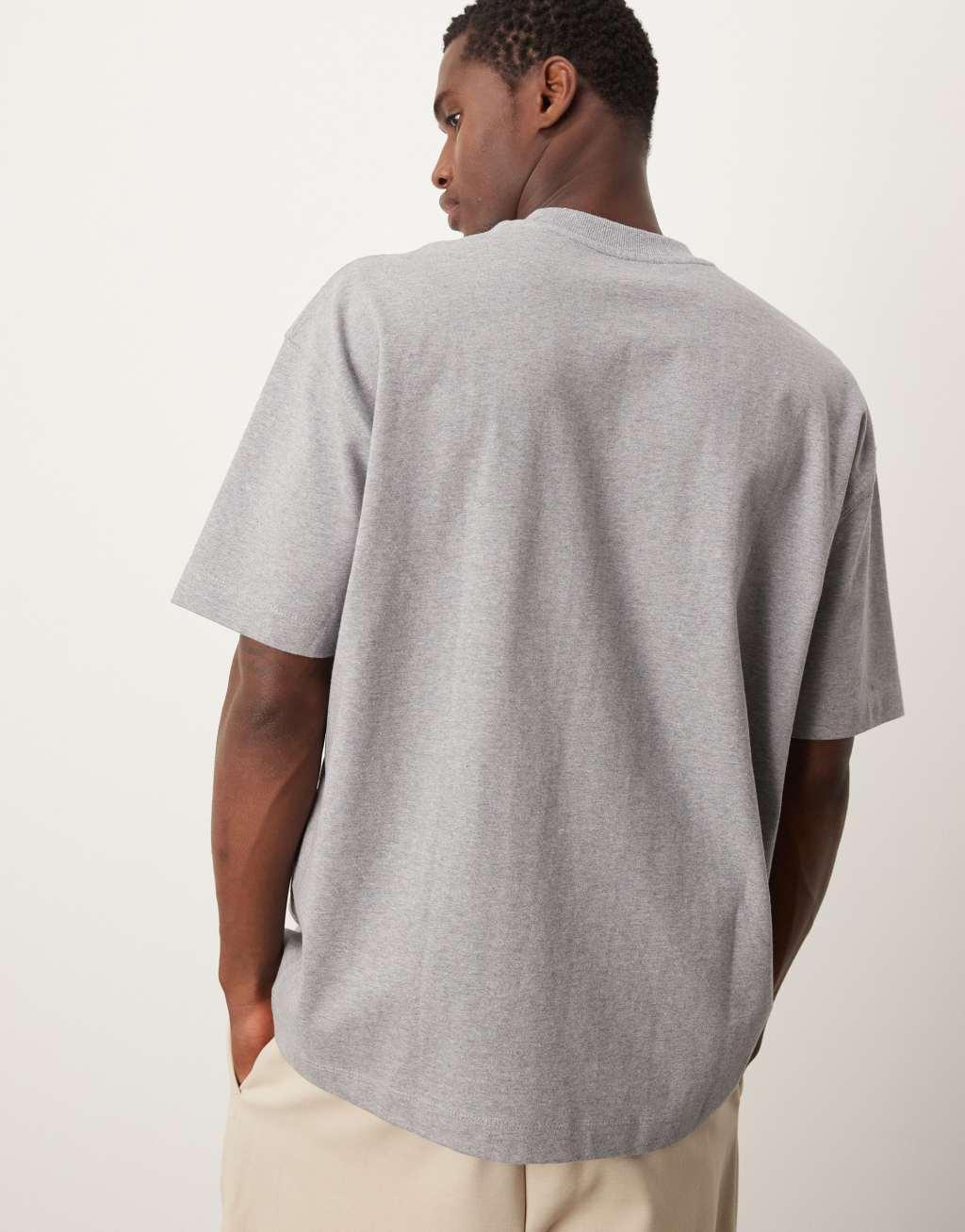 ASOS DESIGN Premium heavyweight oversized t-shirt in heather gray Product Image