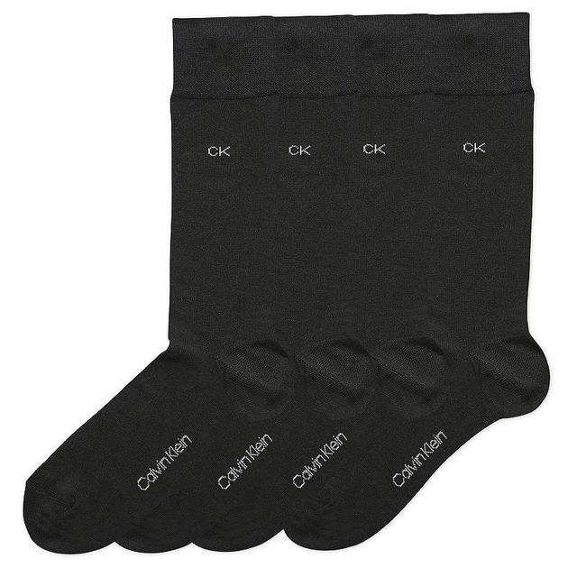 Mens Calvin Klein 4-Pack Flat-Knit Dress Crew Socks Product Image