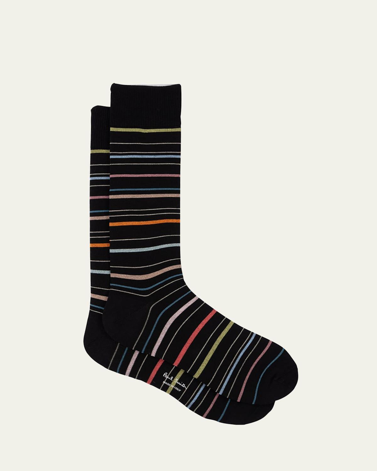 Mens Pencil Stripe Crew Socks Product Image