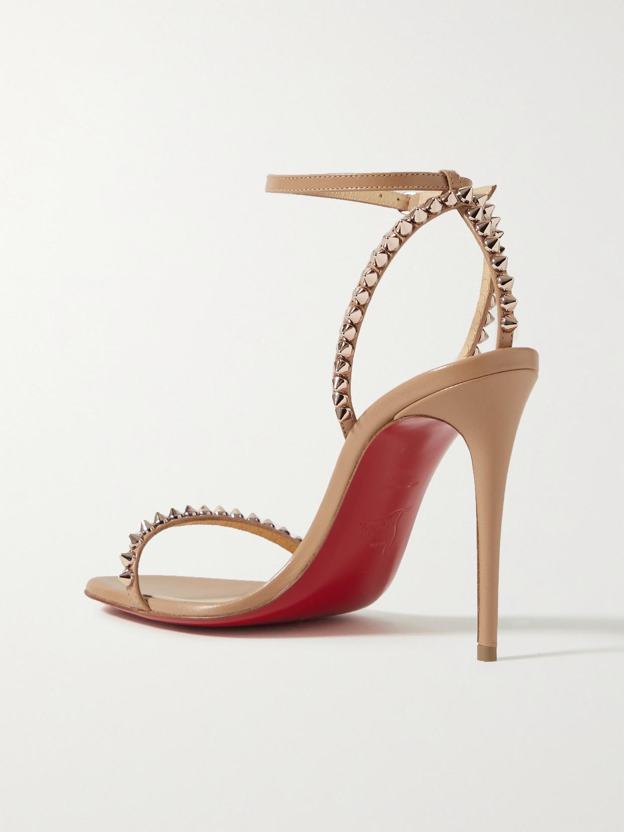 CHRISTIAN LOUBOUTIN So Me 100 Studded Leather Sandals In Beige Product Image