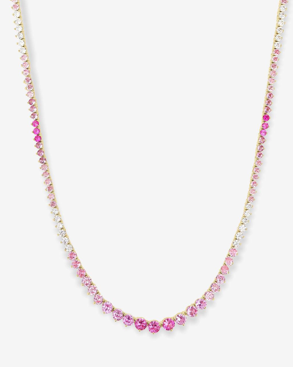 Not Your Basic Graduated Ombré Tennis Necklace 18" - Gold|Pink Sapphire Ombré Product Image