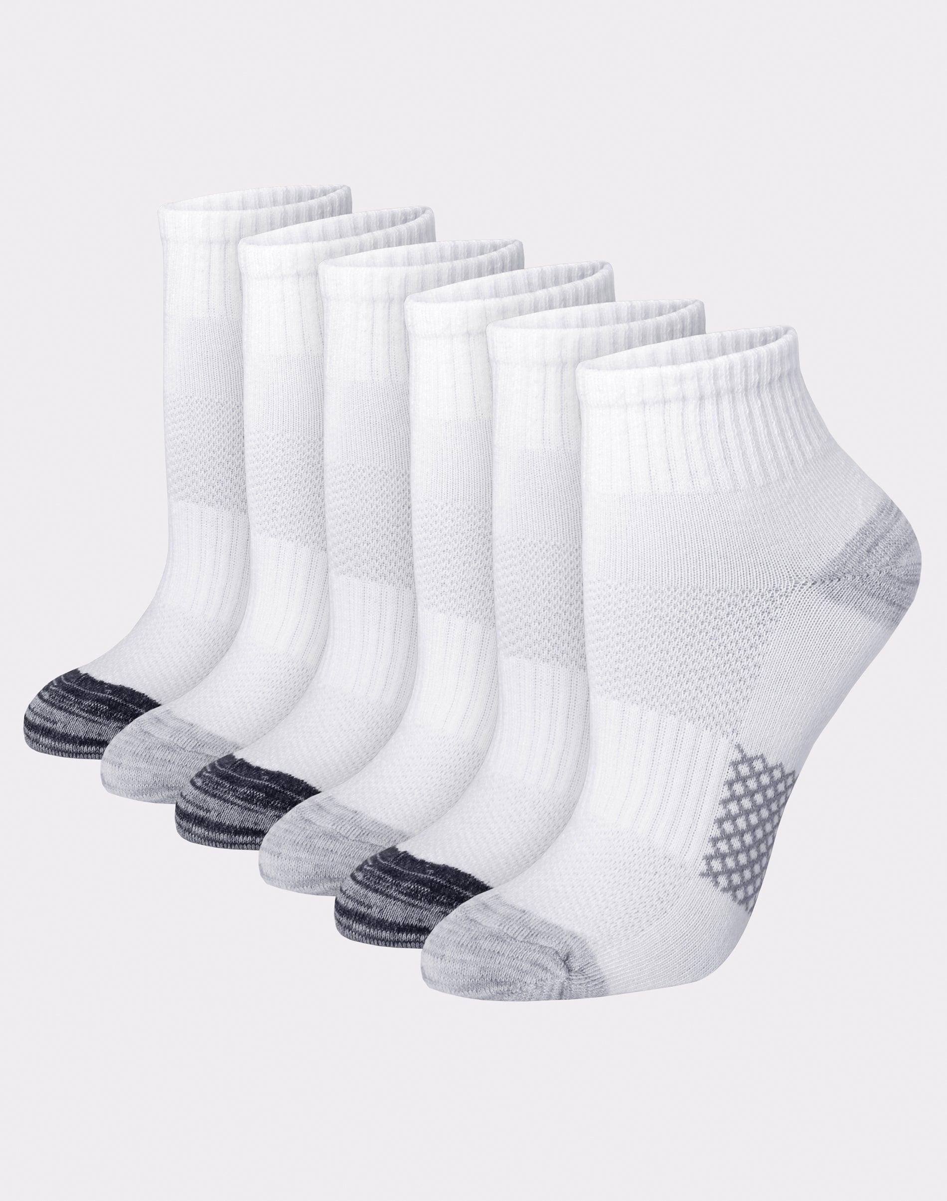 Hanes X-Temp Womens Ankle Socks, Extended Sizes, 6-Pairs Gray/Black 8-12 Product Image