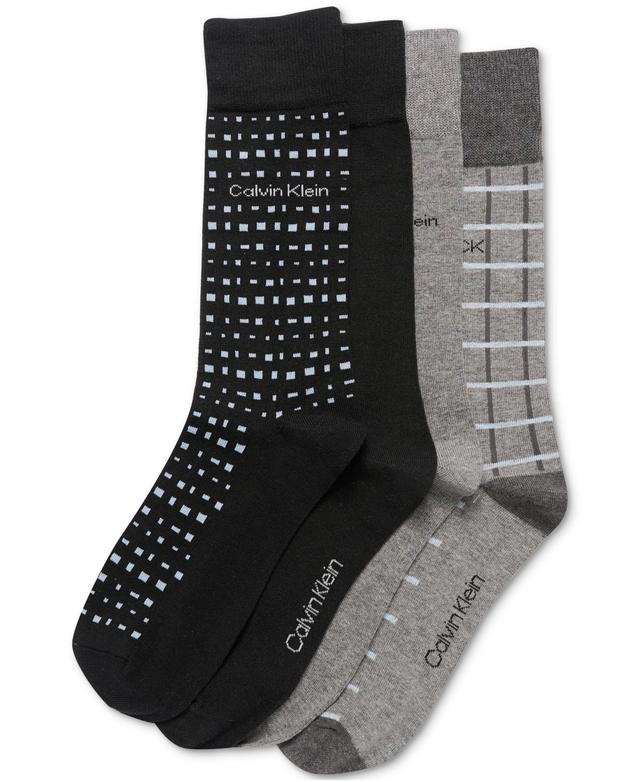 Calvin Klein Mens Crew Length Dress Socks, Assorted Patterns, Pack of 4 Product Image