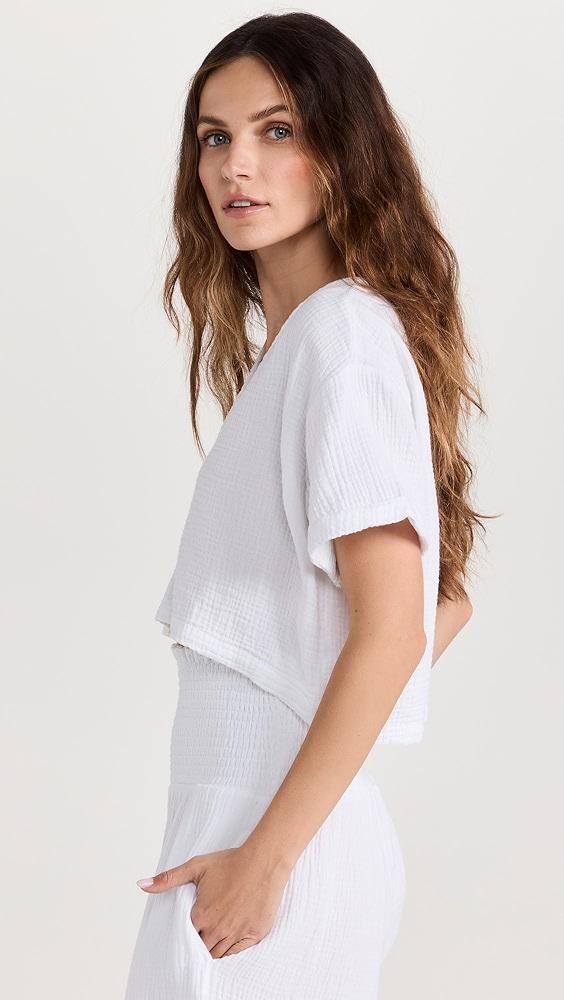 MONROW Gauze V Neck Mini Top | Shopbop Product Image