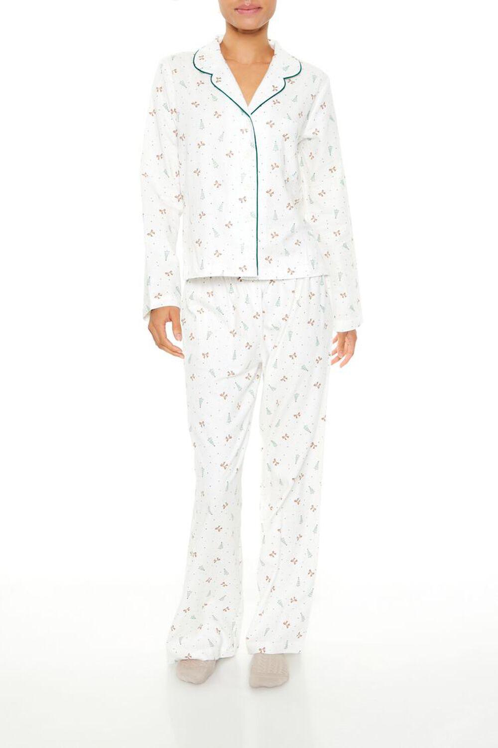 Christmas Tree Shirt & Pants Pajama Set | Forever 21 Product Image