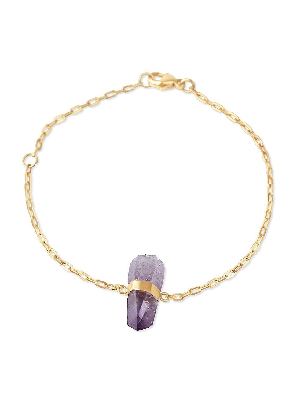 Womens Crystalline 14K Yellow Gold & Veracruz Amethyst Chain Bracelet Product Image