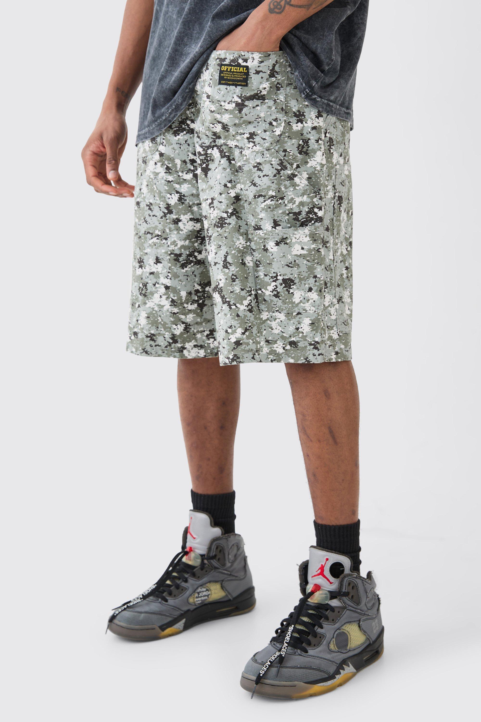 Mens Multi Tall Fixed Waist Camo Twill Carpenter Short, Multi Product Image