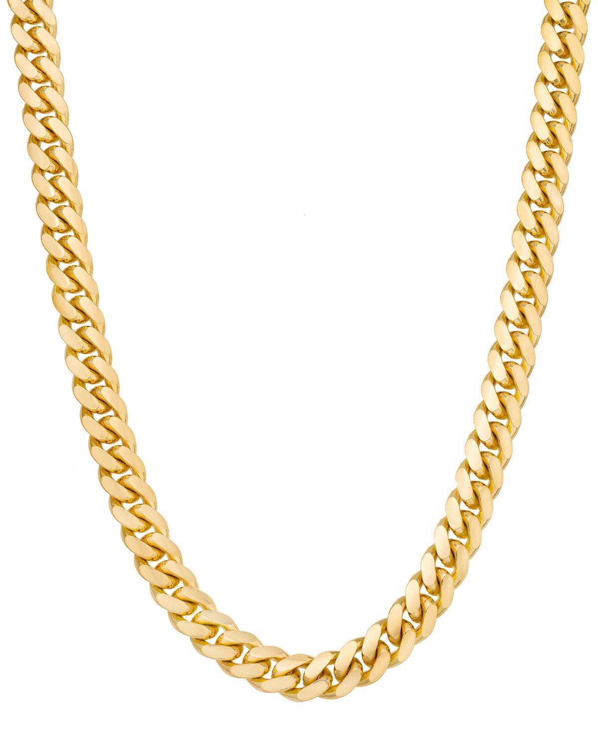 Mens Solid Cuban Link 24 Chain Necklace in 14k Gold-Plated Sterling Silver Product Image