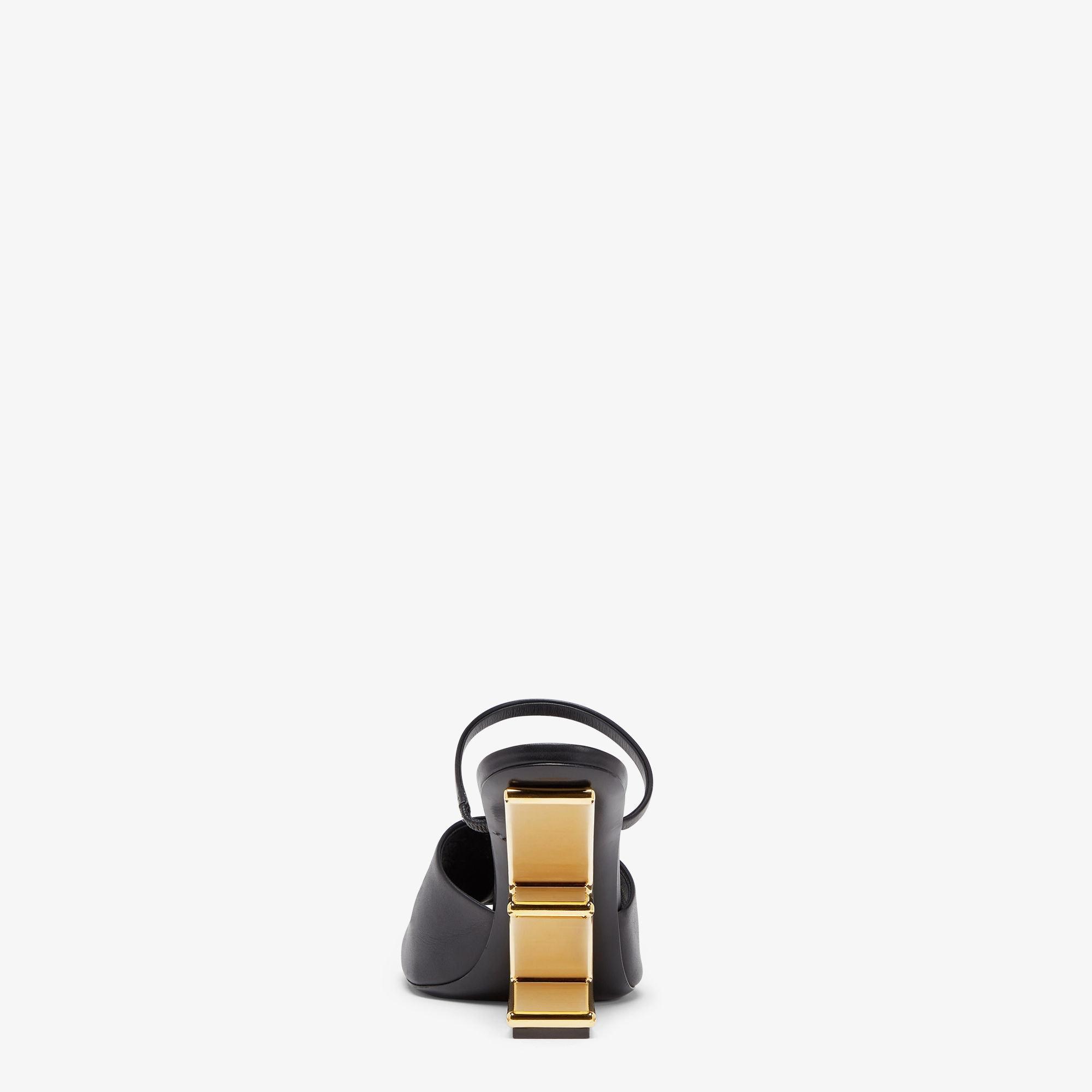 Fendi FirstBlack leather high-heeled sandals Product Image