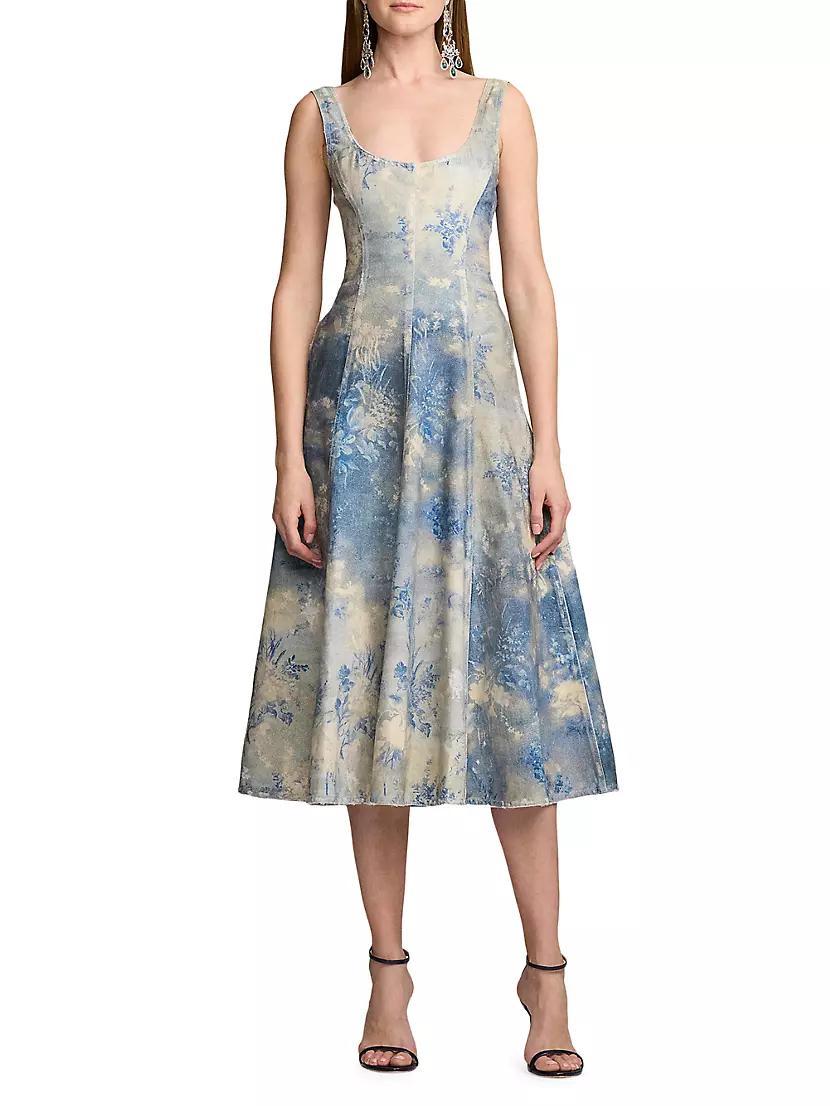 Tarian Bleached Floral Fit & Flare Midi-Dress Product Image