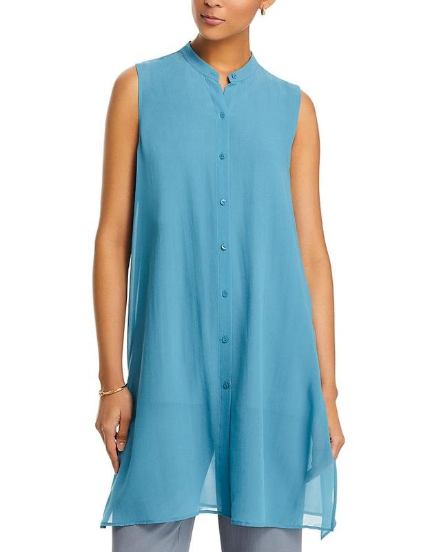 Womens Silk Mandarin Collar Dress Product Image