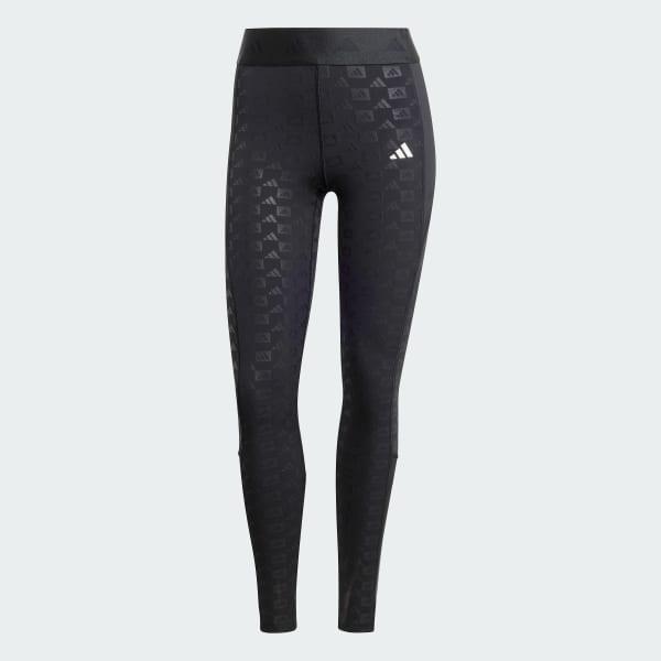 adidas Hyperglam Full-Length Emboss Leggings Wonder Beige XS Womens Product Image