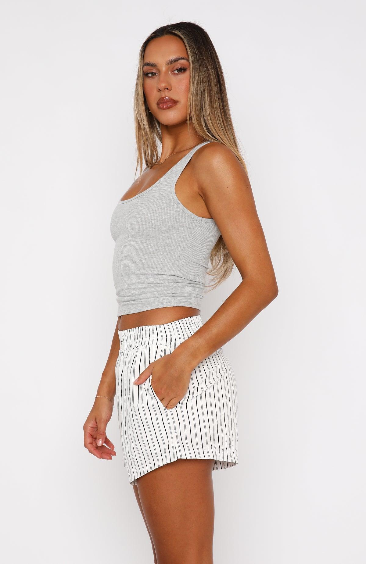 Work With It Striped Shorts White Product Image