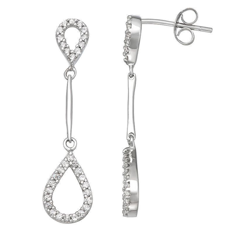 10k White Gold 1/3 Carat T.W. Diamond Dangling Teardrop Earrings, Womens Product Image