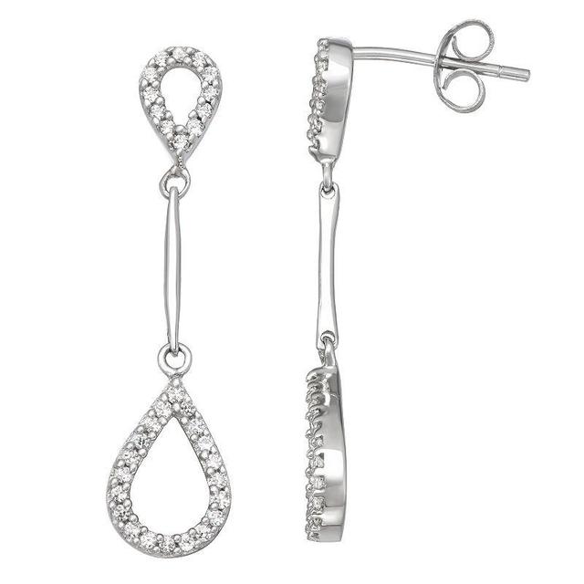 10k White Gold 1/3 Carat T.W. Diamond Dangling Teardrop Earrings, Womens Product Image