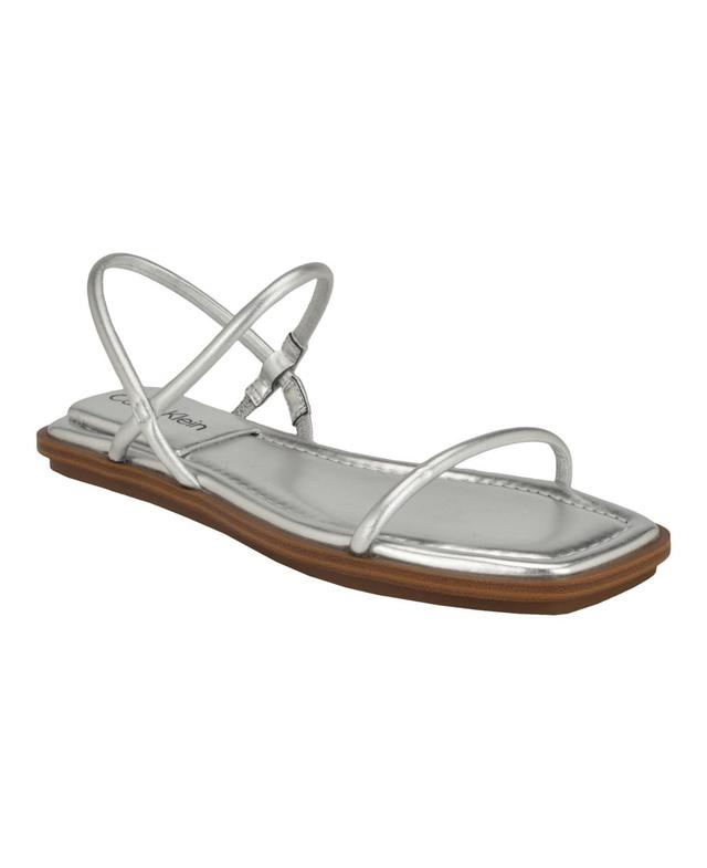 Calvin Klein Womens Prue Sqaure Toe Strappy Flat Sandals Product Image