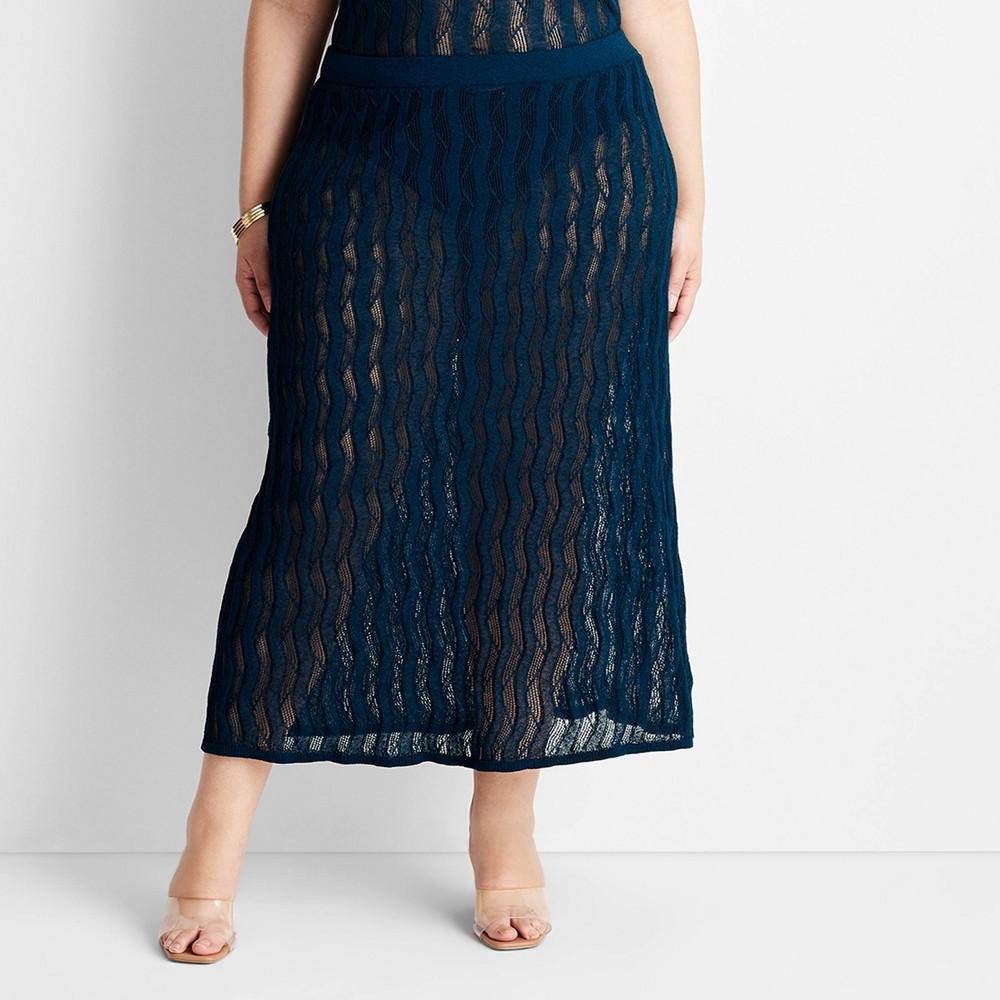 Womens Open Stitch Sweater Maxi Skirt - Future Collective with Jenee Naylor Navy Blue 2X Product Image