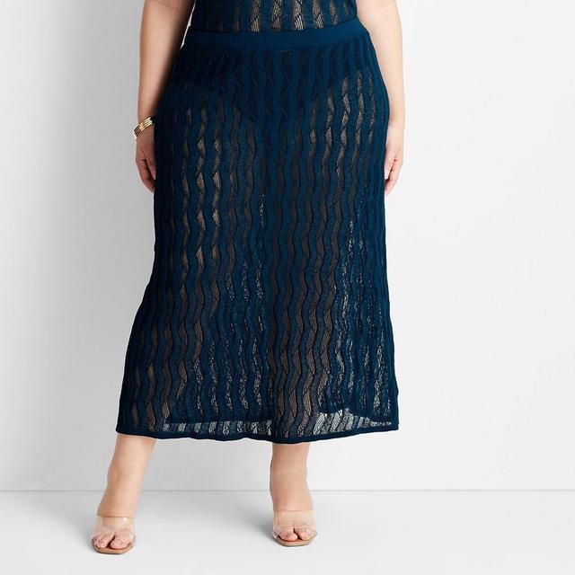 Womens Lace Sweater Maxi Skirt - Future Collective with Jenee Naylor Navy Blue 1X Product Image