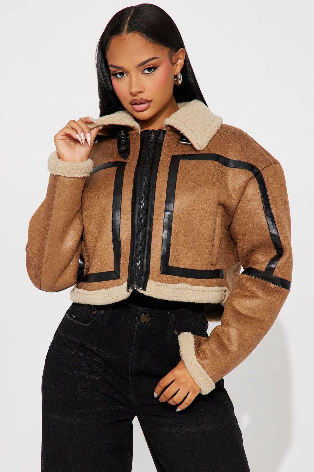 Bri Faux Suede Moto Jacket - Cognac Product Image