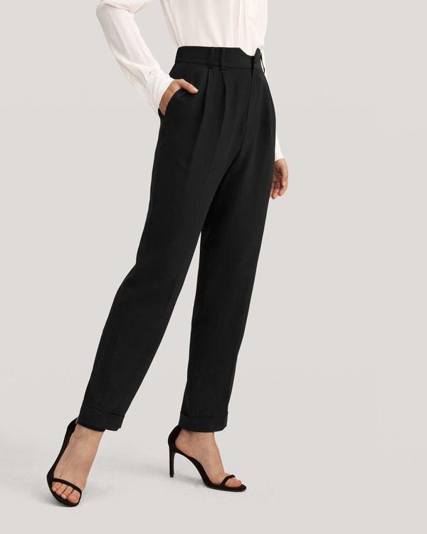 Tucked Tapered Silk Pants Product Image