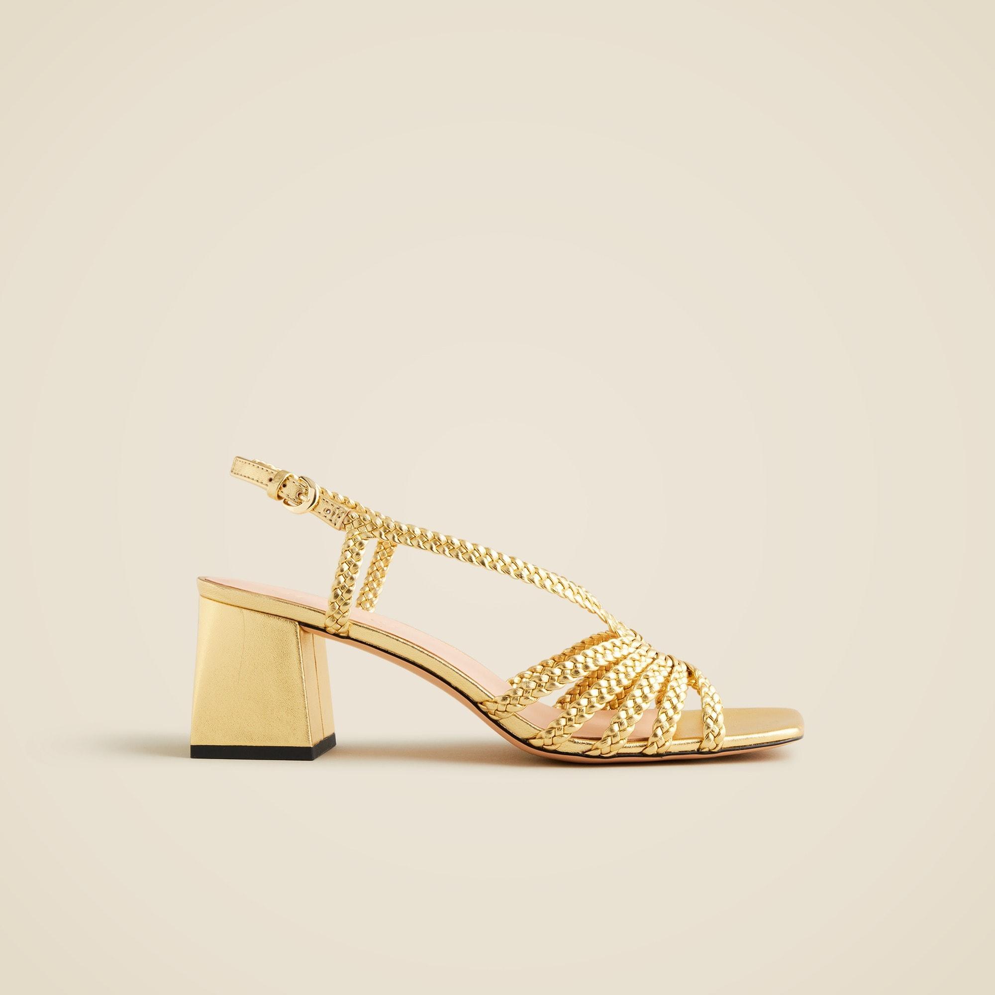 Layne braided sandal heels in metallic leather Product Image