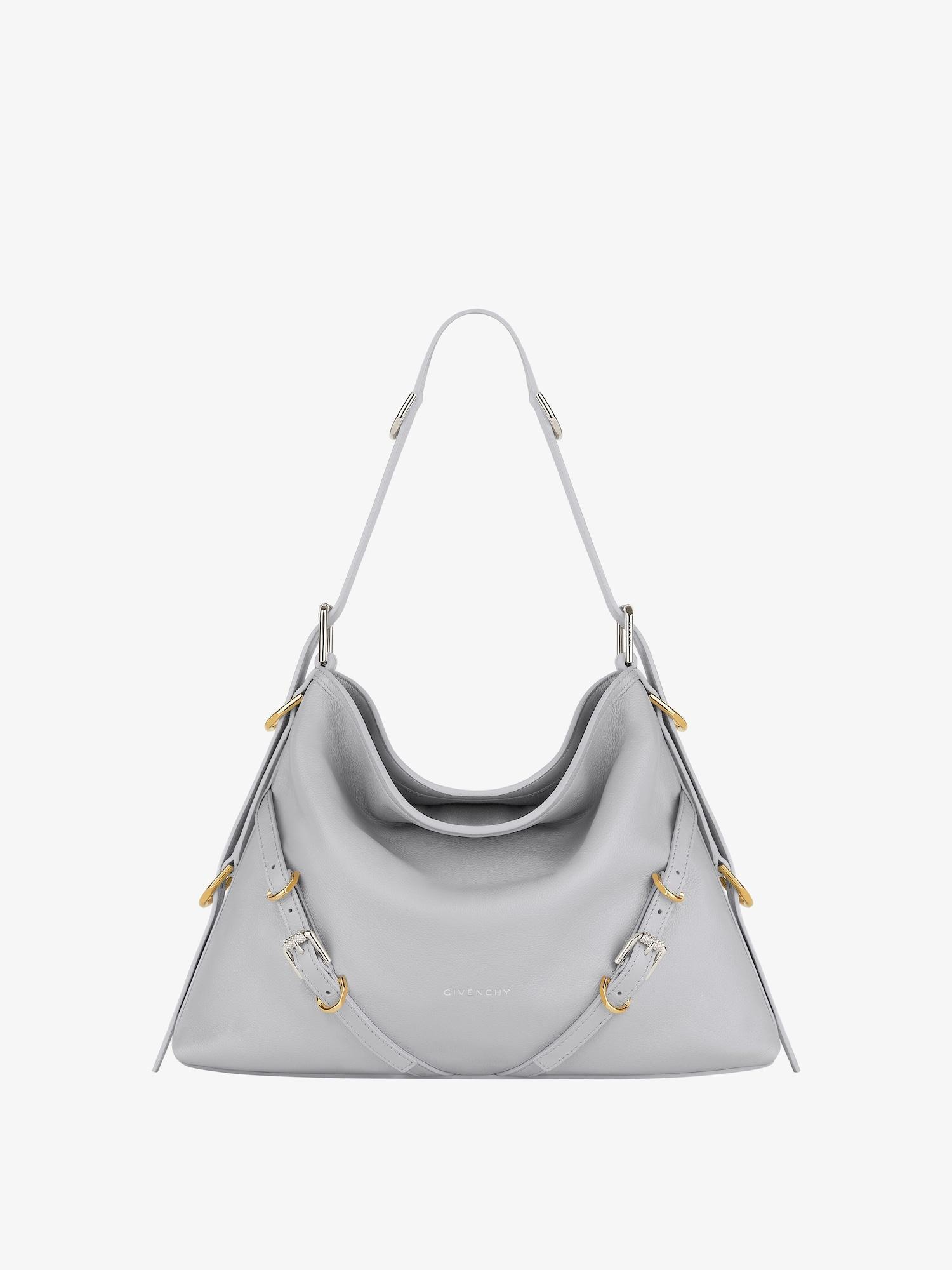 Medium Voyou bag in leather - light grey Product Image