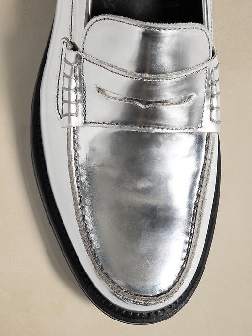 Navarre Metallic Leather Penny Loafer Product Image