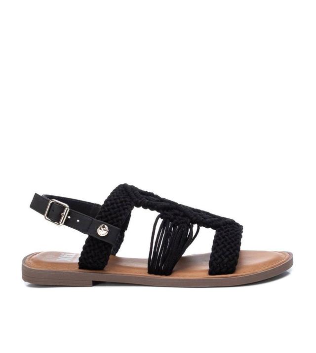 Xti Womens Braided Strap Flat Sandals Black Product Image