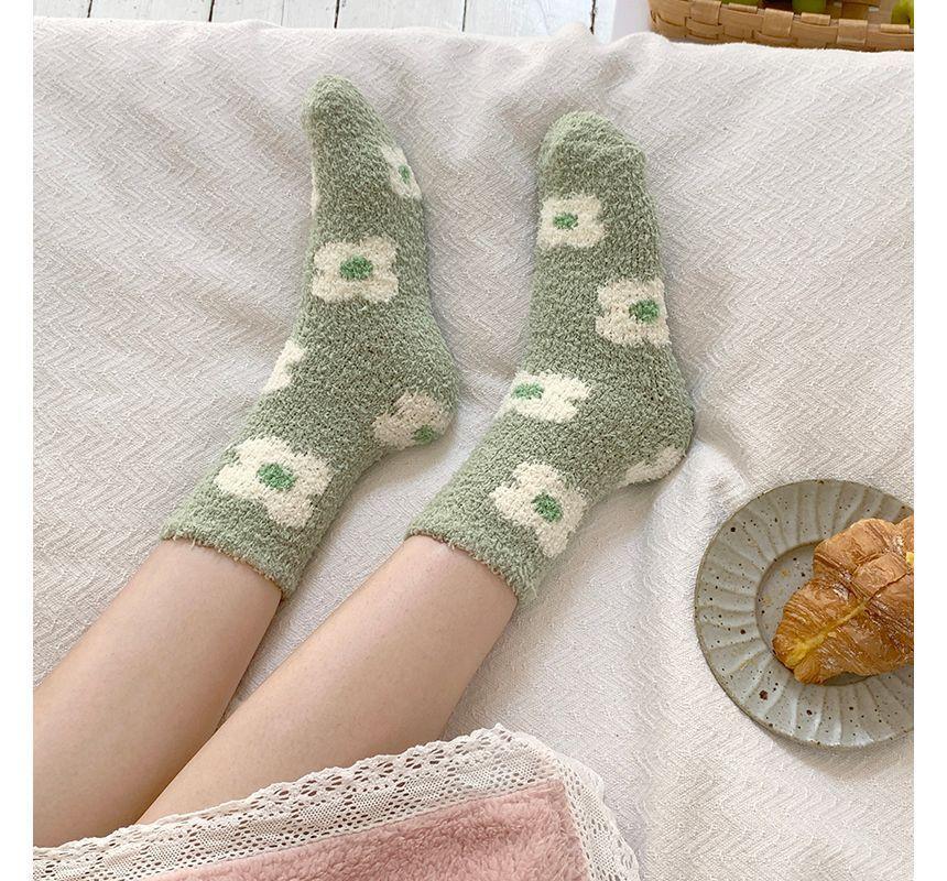 Printed Coral Fleece Crew Socks Product Image